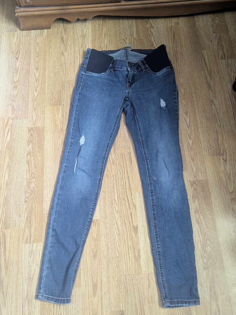 Maternity Skinny Jeans with Stretch Panel — Dark Blue